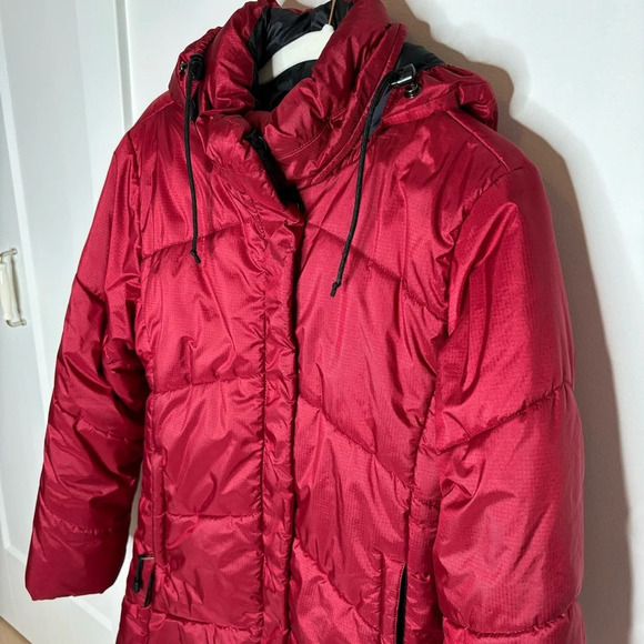 Kanuk Vintage Puffer Winter Coat Mid Long Red Size 2 or M Warm Hooded - Picture 4 of 12